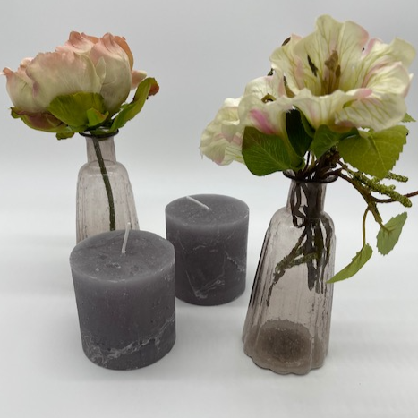 Rustic Pillar Candles in Light  Grey