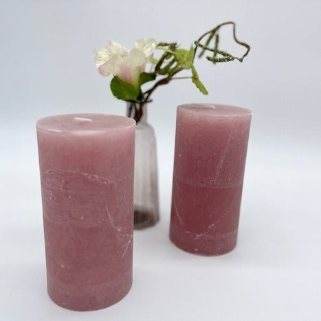 Rustic  Dusky Pink Pillar Candle