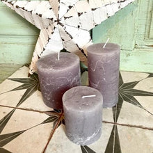 Load image into Gallery viewer, Rustic Pillar Candle in Light Grey
