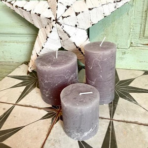 Rustic Pillar Candle in Light Grey