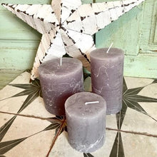 Load image into Gallery viewer, Rustic Pillar Candles in Light  Grey
