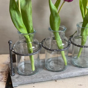 Wooden Rustic Rack with four mini Jars