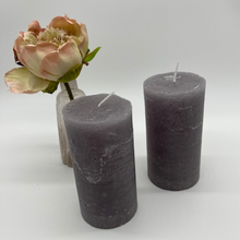 Load image into Gallery viewer, Rustic Pillar Candle in Light Grey
