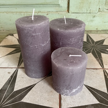 Load image into Gallery viewer, Rustic Pillar Candle Light Grey
